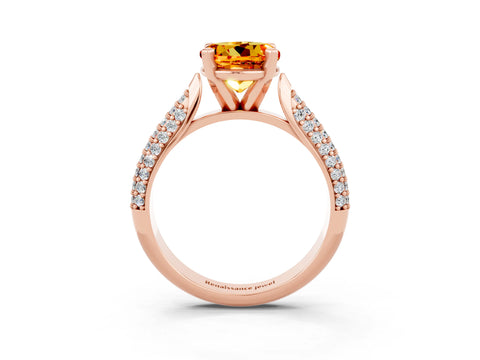 Rose gold Round Cut Diamond Solitaire Engagement Ring with Pavé Band and Four-Prong Setting_3