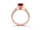 Rose gold Round Cut Diamond Solitaire Engagement Ring with Pavé Band and Four-Prong Setting_3