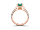 Rose gold Round Cut Diamond Solitaire Engagement Ring with Pavé Band and Four-Prong Setting_3