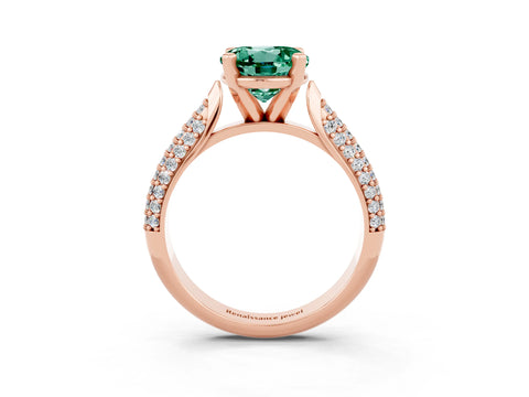 Rose gold Round Cut Diamond Solitaire Engagement Ring with Pavé Band and Four-Prong Setting_3