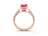 Rose gold Round Cut Diamond Solitaire Engagement Ring with Pavé Band and Four-Prong Setting_3