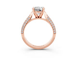 Rose gold Round Cut Diamond Solitaire Engagement Ring with Pavé Band and Four-Prong Setting_3