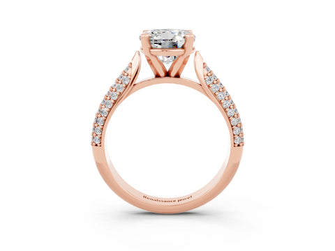 Rose gold Round Cut Diamond Solitaire Engagement Ring with Pavé Band and Four-Prong Setting_3