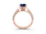 Rose gold Round Cut Diamond Solitaire Engagement Ring with Pavé Band and Four-Prong Setting_3