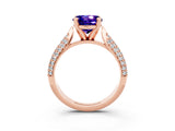 Rose gold Round Cut Diamond Solitaire Engagement Ring with Pavé Band and Four-Prong Setting_3