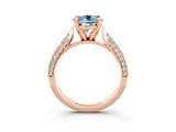 Rose gold Round Cut Diamond Solitaire Engagement Ring with Pavé Band and Four-Prong Setting_3