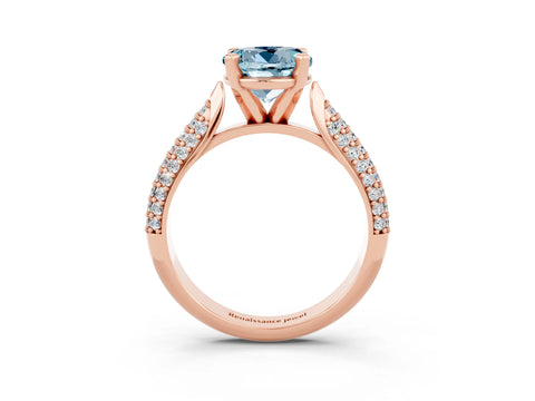 Rose gold Round Cut Diamond Solitaire Engagement Ring with Pavé Band and Four-Prong Setting_3