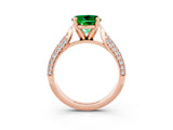 Rose gold Round Cut Diamond Solitaire Engagement Ring with Pavé Band and Four-Prong Setting_3