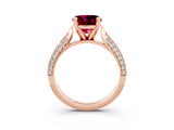 Rose gold Round Cut Diamond Solitaire Engagement Ring with Pavé Band and Four-Prong Setting_3