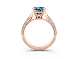 Rose gold Round Cut Diamond Solitaire Engagement Ring with Pavé Band and Four-Prong Setting_3