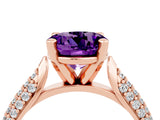 Rose gold Round Cut Diamond Solitaire Engagement Ring with Pavé Band and Four-Prong Setting_4