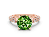 Rose gold Round Cut Diamond Solitaire Engagement Ring with Pavé Band and Four-Prong Setting
