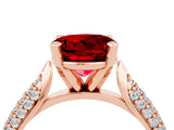 Rose gold Round Cut Diamond Solitaire Engagement Ring with Pavé Band and Four-Prong Setting_4