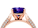 Rose gold Round Cut Diamond Solitaire Engagement Ring with Pavé Band and Four-Prong Setting_4