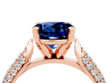 Rose gold Round Cut Diamond Solitaire Engagement Ring with Pavé Band and Four-Prong Setting_4