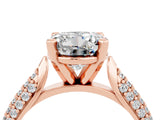 Rose gold Round Cut Diamond Solitaire Engagement Ring with Pavé Band and Four-Prong Setting_4