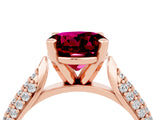 Rose gold Round Cut Diamond Solitaire Engagement Ring with Pavé Band and Four-Prong Setting_4