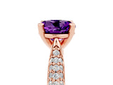 Rose gold Round Cut Diamond Solitaire Engagement Ring with Pavé Band and Four-Prong Setting_5