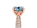 Rose gold Round Cut Diamond Solitaire Engagement Ring with Pavé Band and Four-Prong Setting_5