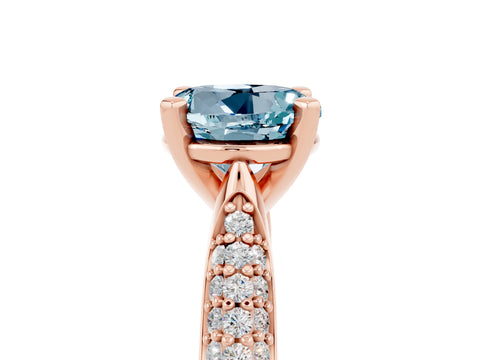 Rose gold Round Cut Diamond Solitaire Engagement Ring with Pavé Band and Four-Prong Setting_5