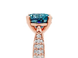 Rose gold Round Cut Diamond Solitaire Engagement Ring with Pavé Band and Four-Prong Setting_5