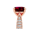 Rose gold Round Cut Diamond Solitaire Engagement Ring with Pavé Band and Four-Prong Setting_5
