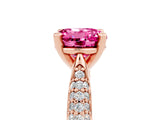 Rose gold Round Cut Diamond Solitaire Engagement Ring with Pavé Band and Four-Prong Setting_5