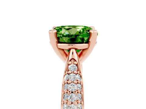 Rose gold Round Cut Diamond Solitaire Engagement Ring with Pavé Band and Four-Prong Setting_5