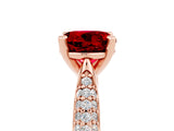 Rose gold Round Cut Diamond Solitaire Engagement Ring with Pavé Band and Four-Prong Setting_5