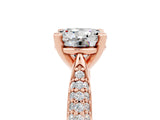 Rose gold Round Cut Diamond Solitaire Engagement Ring with Pavé Band and Four-Prong Setting_5