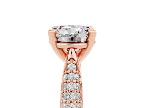 Rose gold Round Cut Diamond Solitaire Engagement Ring with Pavé Band and Four-Prong Setting_5