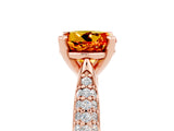 Rose gold Round Cut Diamond Solitaire Engagement Ring with Pavé Band and Four-Prong Setting_5
