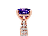 Rose gold Round Cut Diamond Solitaire Engagement Ring with Pavé Band and Four-Prong Setting_5