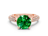 Rose gold Round Cut Diamond Solitaire Engagement Ring with Pavé Band and Four-Prong Setting
