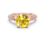 Rose gold Round Cut Diamond Solitaire Engagement Ring with Pavé Band and Four-Prong Setting