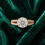 Rose gold Round Cut Diamond Solitaire Engagement Ring with Split Shank Pavé Band_17