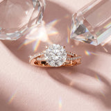 Rose gold Round Cut Diamond Solitaire Engagement Ring with Twisted Pavé Band and Four-Prong Setting_16