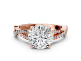 Rose gold Round Cut Diamond Solitaire Engagement Ring with Twisted Pavé Band and Four-Prong Setting_59