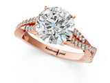 Rose gold Round Cut Diamond Solitaire Engagement Ring with Twisted Pavé Band and Four-Prong Setting_60