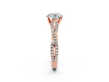 Rose gold Round Cut Diamond Solitaire Engagement Ring with Twisted Pavé Band and Four-Prong Setting_61