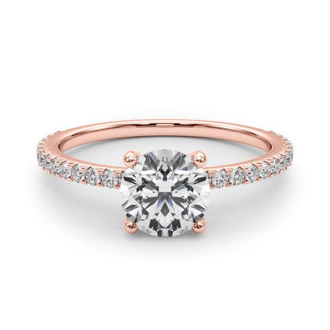 Rose gold Round Cut Diamond Solitaire Pavé Band with Four-Prong Setting 1