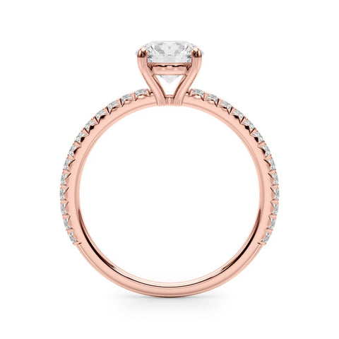 Rose gold Round Cut Diamond Solitaire Pavé Band with Four-Prong Setting 2