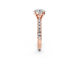 Rose gold Round Cut Diamond Solitaire Pavé Engagement Ring with Round Band and Prong Setting_46