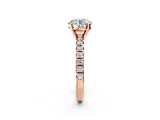 Rose gold Round Cut Diamond Solitaire Pavé Engagement Ring with Round Band and Prong Setting_82