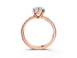 Rose gold Round Cut Diamond Solitaire Pavé Engagement Ring with Round Band and Prong Setting_83