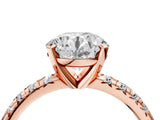 Rose gold Round Cut Diamond Solitaire Pavé Engagement Ring with Round Band and Prong Setting_84