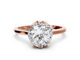 Rose gold Round Cut Diamond Solitaire Ring with Flower Prong Setting and Classic Band_221