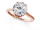 Rose gold Round Cut Diamond Solitaire Ring with Flower Prong Setting and Classic Band_222
