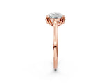 Rose gold Round Cut Diamond Solitaire Ring with Flower Prong Setting and Classic Band_223