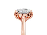 Rose gold Round Cut Diamond Solitaire Ring with Flower Prong Setting and Classic Band_226